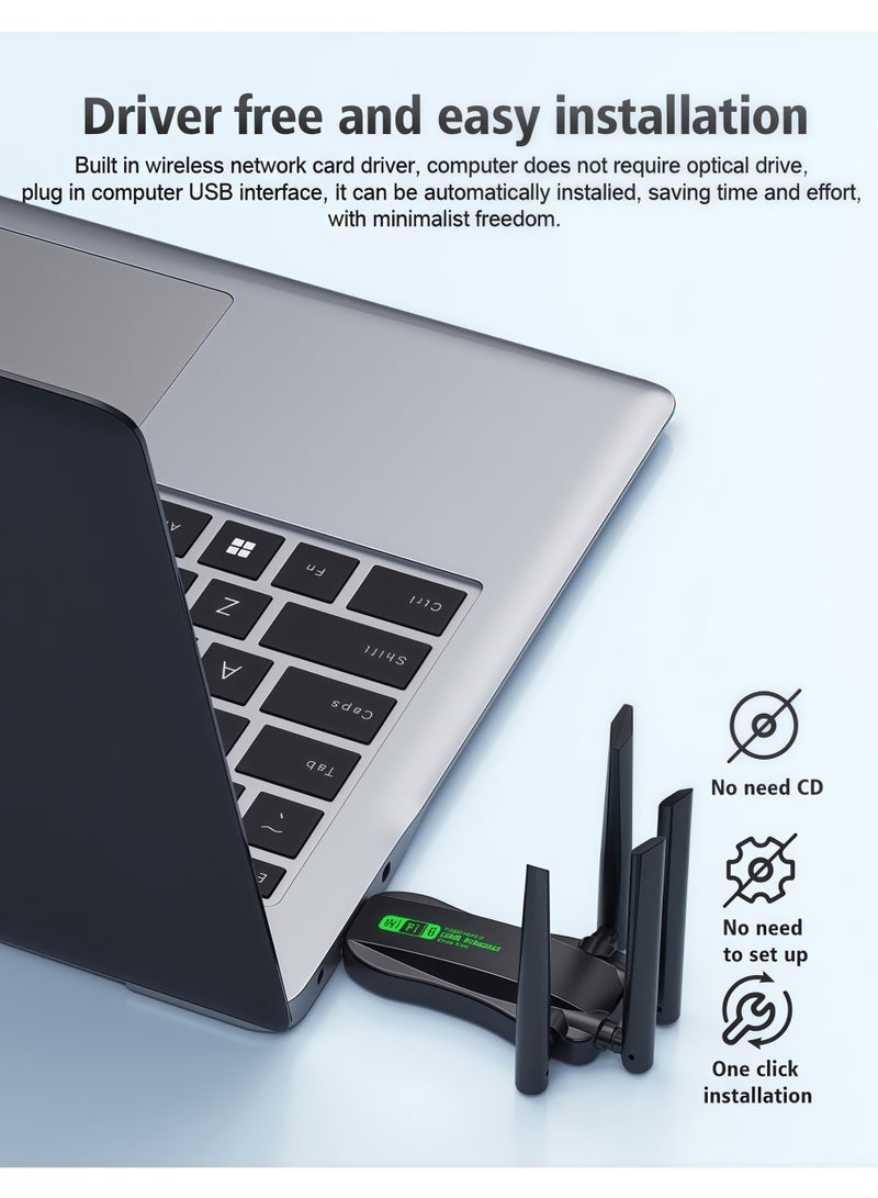 أورييل محول USB لاسلكي 2 في 1 - مستقبل لاسلكي خارجي ثنائي النطاق 2.4 جيجاهرتز/5.8 جيجاهرتز بسرعة 900 ميجابت في الثانية، محول بلوتوث لاسلكي، بطاقة شبكة لاسلكية، بلوتوث 5.4، MU-MIMO، متوافق مع ويندوز 11/10/7، لا يحتاج إلى تعريفات، يعمل بمجرد التوصيل - Image 5